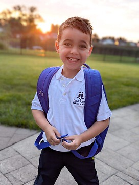 My grandson going to school 