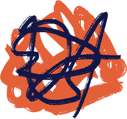orange and blue drawn scribbles
