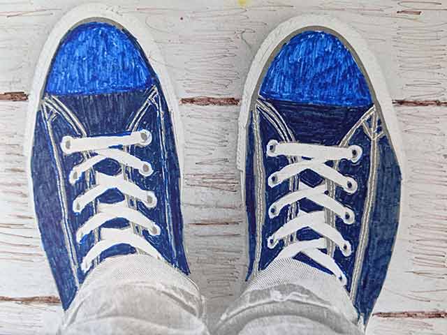 drawing of a blue pair of shoes