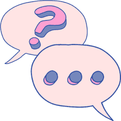 A speech bubble with a question and one with an ellipsis.