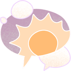 A speech bubble with a sun.